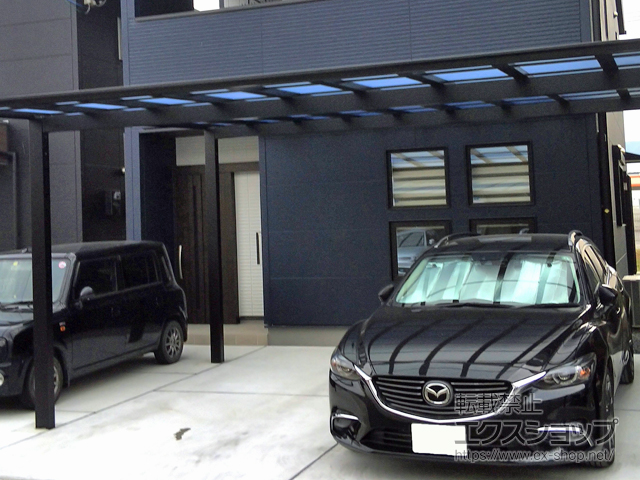 京都府亀岡市ののカーポート ネスカF (フラットスタイル) ワイド 積雪〜20cm対応 施工例