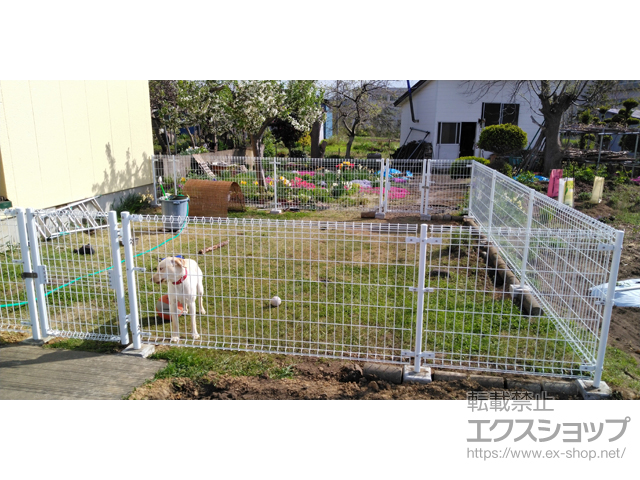 青森県上北郡野辺地町のの門扉 メッシュ門扉 A型（スチール製）×2セット 施工例