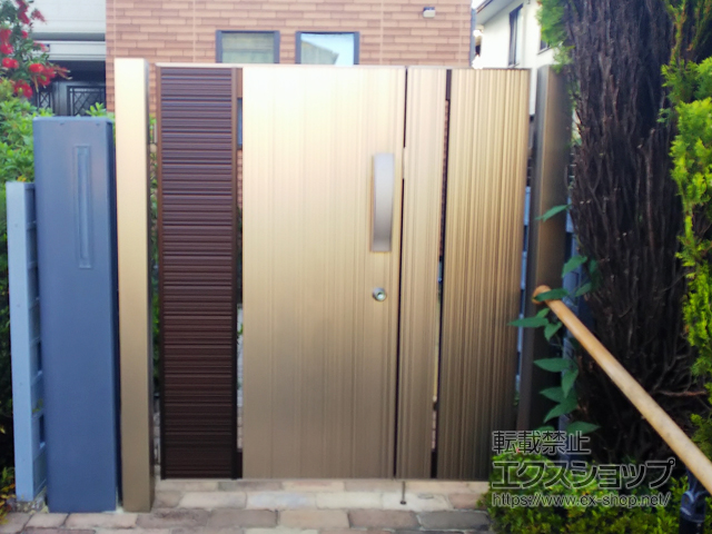 福岡県小郡市のの門扉 リフレア 4型 両開き親子 門柱タイプ 施工例