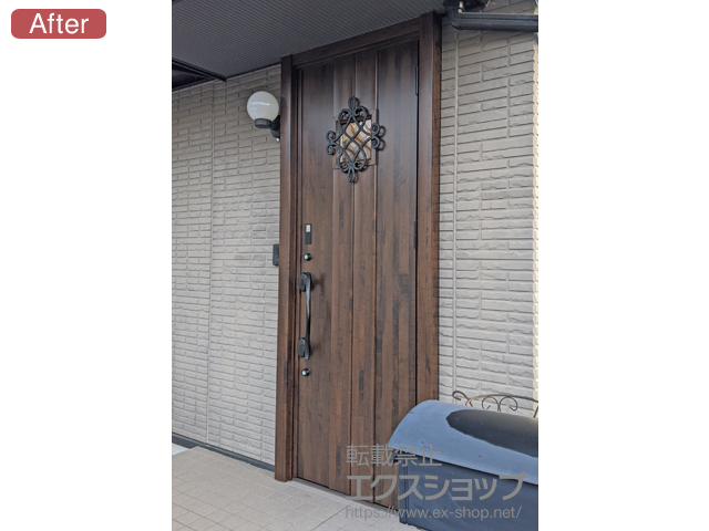 群馬県甘楽郡甘楽町のLIXIL リクシル（トステム）の玄関ドア リシェント玄関ドア3 断熱K4仕様 カザスプラス 片開き仕様(ランマ無)R D77型 施工例