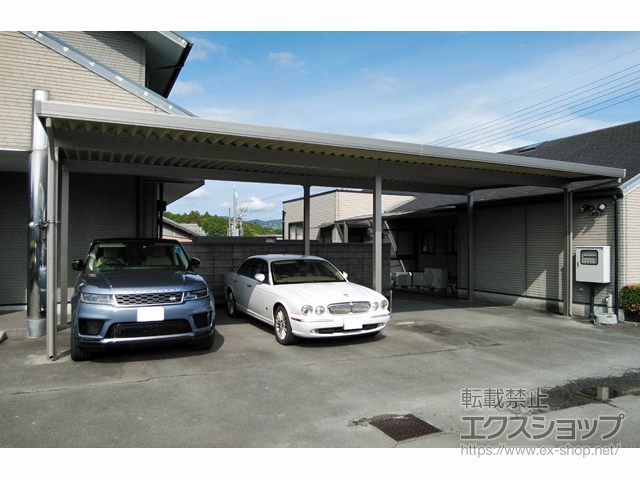 三重県度会郡度会町のLIXIL リクシル（トステム）のカーポート テリオスポートIII 1500 4台用 横連棟 角柱6本柱 積雪〜50cm対応 施工例