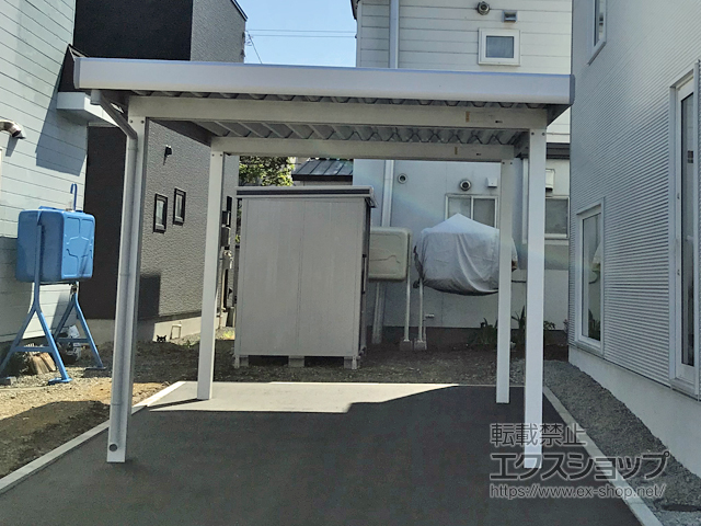 北海道札幌市ののカーポート ジーポートneo Aタイプ 角柱4本 積雪〜100cm対応 施工例