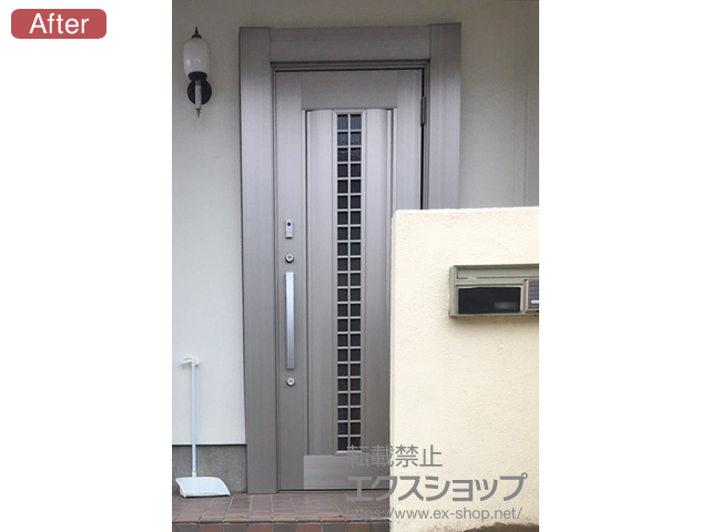 千葉県印旛郡栄町のの門扉 ライシス門扉 8型 ダイヤ格子 両開き 柱使用 施工例