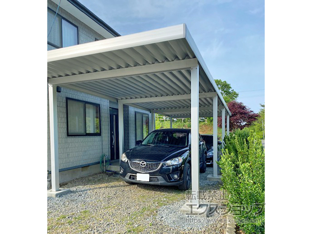 岩手県下閉伊郡田野畑村ののカーポート レオンポートneo 縦連棟 角柱8本柱 積雪〜50cm対応 施工例