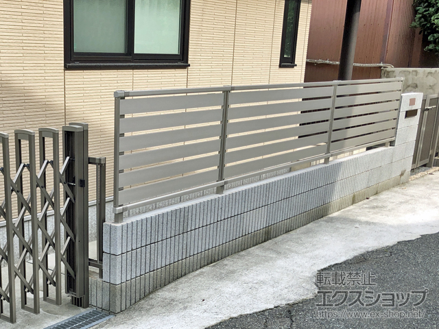 山口県下関市ののフェンス・柵 シンプレオフェンスSY1型 横スリット 自由柱施工 施工例