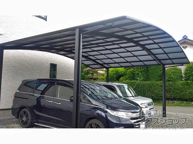 長野県伊那市ののカーポート ネスカR (ラウンドスタイル) ワイド 積雪〜20cm対応 施工例