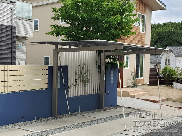 兵庫県神戸市ののカーポート ニューマイリッシュ 逆勾配 前下がり 積雪〜20cm対応 施工例