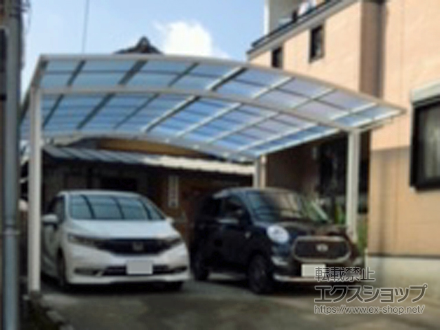 長崎県島原市ののカーポート ネスカR (ラウンドスタイル) ワイド 積雪〜20cm対応 施工例