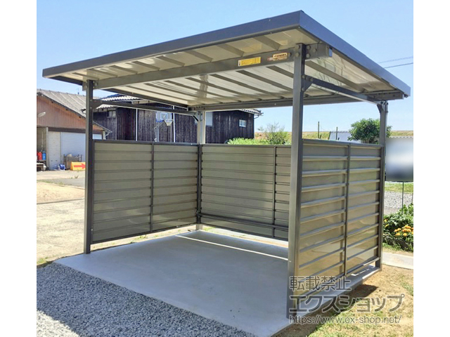 岡山県岡山市ののサイクルポート・駐輪場 自転車置場 SP1GTB 基本棟 腰板２段 施工例