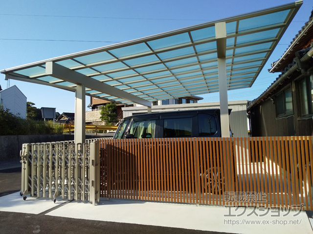 山口県山口市ののフェンス・柵 ルシアスフェンスH08型 縦板+細縦格子 複合カラー 自由柱タイプ 施工例