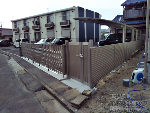岡山県倉敷市ののフェンス・柵 ミエーネフェンス 目隠しルーバータイプ 自由柱施工 施工例
