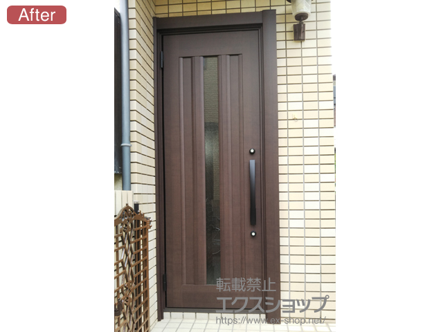 東京都武蔵野市のLIXIL リクシル（トステム）の玄関ドア リシェント玄関ドア3 アルミ仕様 手動 片開き仕様(ランマ無)L C12N型 施工例