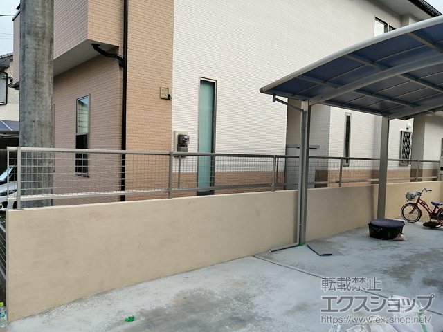 熊本県熊本市ののフェンス・柵 シンプレオフェンスM2型 縦井桁メッシュタイプ 自由柱施工 施工例