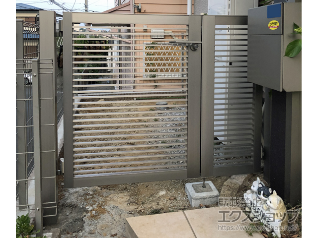 神奈川県横浜市のの門扉 開き門扉AB YR2型 親子開き 門柱タイプ 施工例