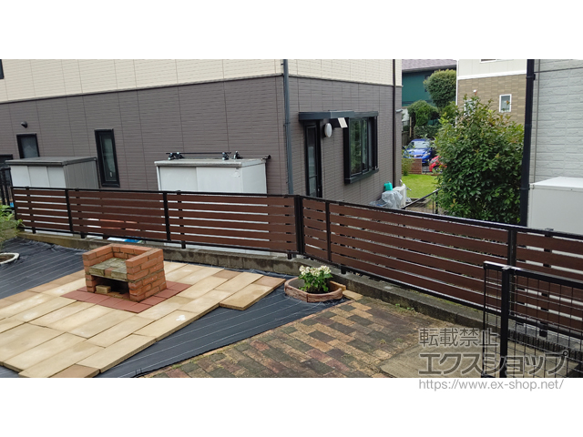 福岡県北九州市ののフェンス・柵 モクアルフェンス 横板タイプ 自由柱施工 施工例