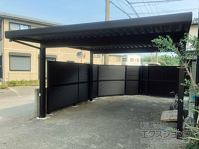 徳島県小松島市ののカーポート レオンポートneo 2台用 角柱4本柱 積雪〜50cm対応 施工例