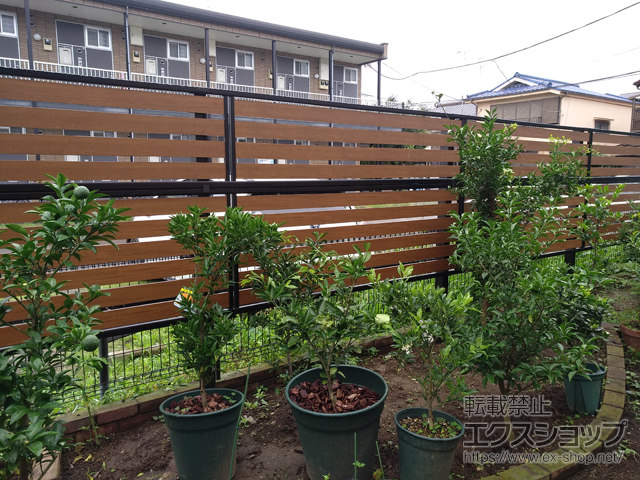 神奈川県相模原市のの モクアルフェンス 横板タイプ 2段支柱 自立建て用（パネル2段） 施工例
