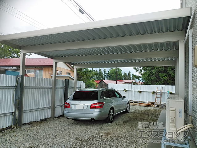 福島県耶麻郡猪苗代町ののカーポート ジーポートneo Bタイプ 角柱2台用 6本柱 積雪〜100cm対応 施工例