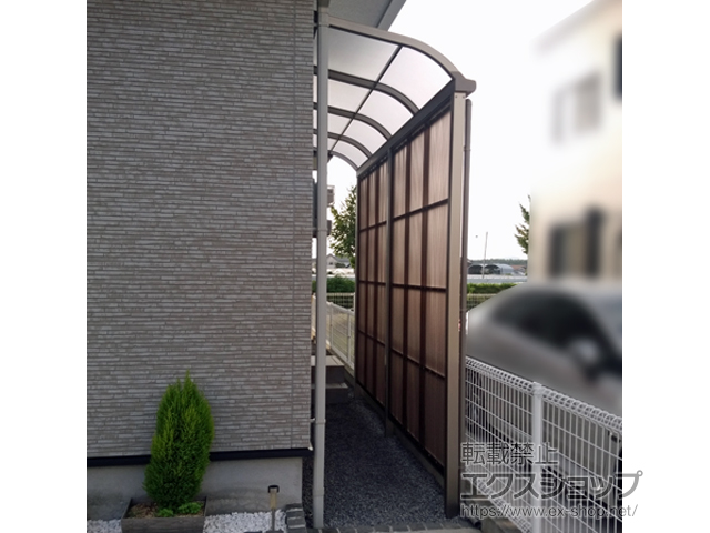 佐賀県唐津市ののストックヤード スピーネストックヤードR型 波板タイプ スクリーン仕様 積雪〜20cm対応 施工例