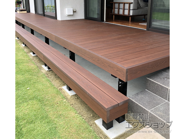 福島県いわき市ののウッドデッキ 彩木 あやぎ ハイブリットガーデンデッキ 幕板勝ち仕様 施工例