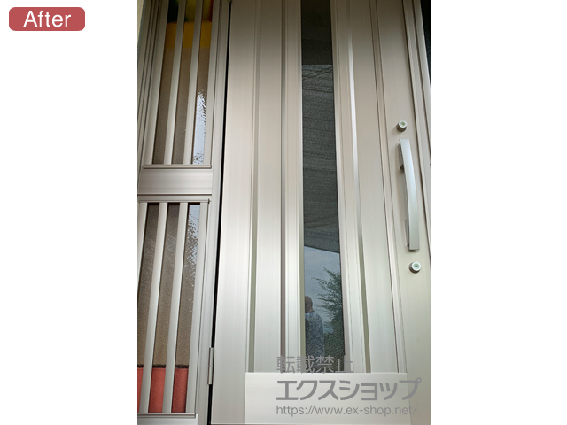 熊本県荒尾市のLIXIL リクシル（トステム）の玄関ドア リシェント玄関ドア3 アルミ仕様 手動 両袖飾り仕様(ランマ無)L C12N型 施工例
