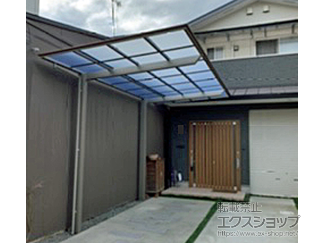 京都府京都市ののカーポート フーゴF (フラットスタイル) 木調色 積雪〜20cm対応 施工例