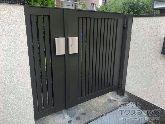 愛知県瀬戸市のの門扉 開き門扉AB TS1型 親子開き 柱使用 施工例