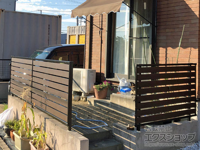 愛知県小牧市ののフェンス・柵 モクアルフェンス 　横板タイプ 自由柱施工 施工例