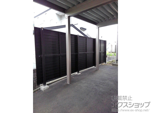 北海道千歳市ののフェンス・柵 モクアルフェンス 目隠しタイプ 2段支柱 自立建て用 施工例