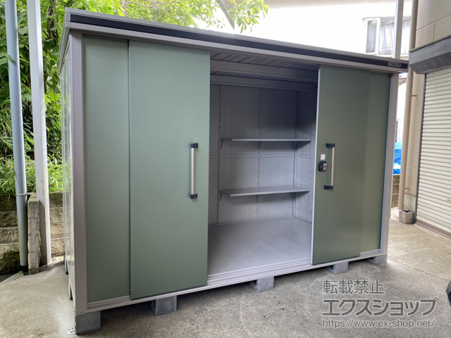 山梨県大月市のの物置・屋外倉庫 エルモ 積雪型 3620×1870×2359（LMDS-3618H） LMDS-3618H-EG 施工例