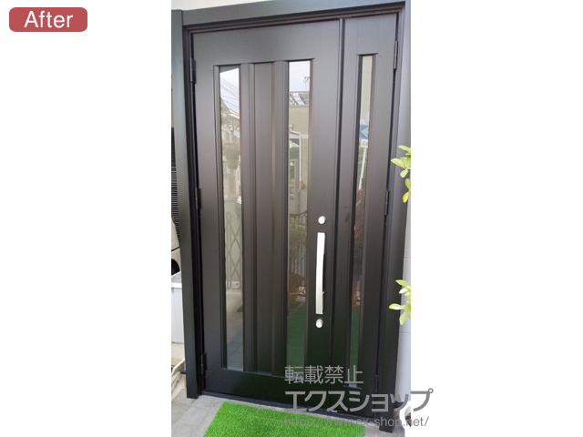 大阪府東大阪市のLIXIL リクシル（トステム）の玄関ドア リシェント玄関ドア3 アルミ仕様 手動 親子仕様(ランマ無)L C16N型 施工例