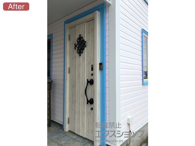 栃木県宇都宮市のLIXIL リクシル（トステム）の玄関ドア リシェント玄関ドア3 断熱K2仕様  片開き仕様(ランマ無)L D77型 ※タッチキー仕様（キー付リモコン） 施工例