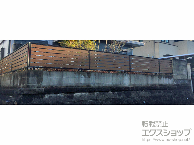 愛知県岡崎市ののフェンス・柵 モクアルフェンス 横板タイプ 自由柱施工 施工例