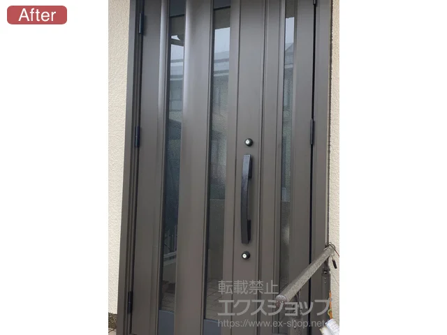 兵庫県神戸市のLIXIL リクシル（トステム）の玄関ドア リシェント玄関ドア3 アルミ仕様 手動 親子仕様(ランマ無)L C14N型 施工例