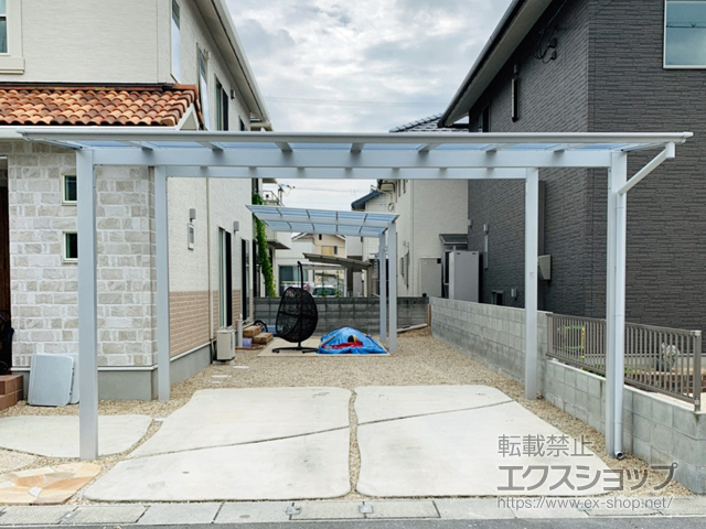 岡山県岡山市ののカーポート ソリッドポート ワイド 積雪〜20cm対応 施工例