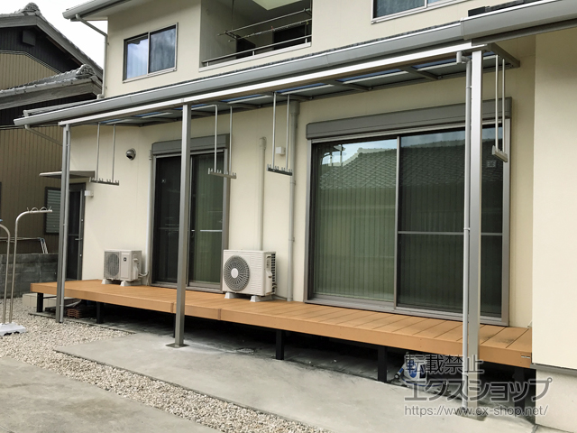 三重県四日市市ののテラス屋根 ソラリア F型 テラスタイプ 連棟 積雪〜20cm対応 施工例