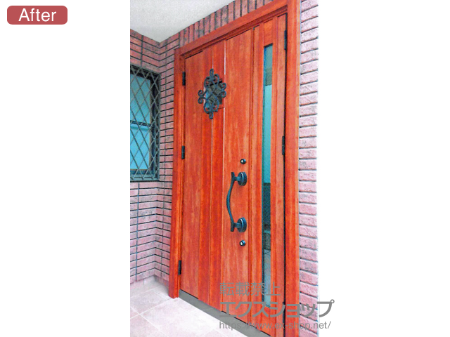 東京都世田谷区のの玄関ドア リシェント玄関ドア3 防火戸 K4仕様 手動 親子仕様(ランマ無)L D77型 施工例