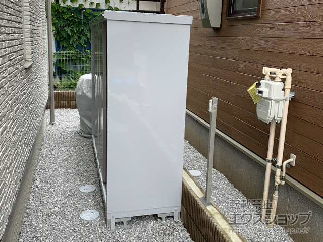 埼玉県北本市のの物置・屋外倉庫 シンプリー 一般型 2160×615×1603（MJX-216D-P） MJX-216D-P-AR 施工例