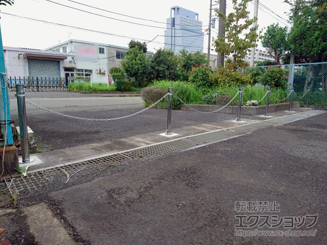 神奈川県横浜市ののカーゲート ビポールBP チェーン内蔵型 ステンレス製 Φ60.5 施工例