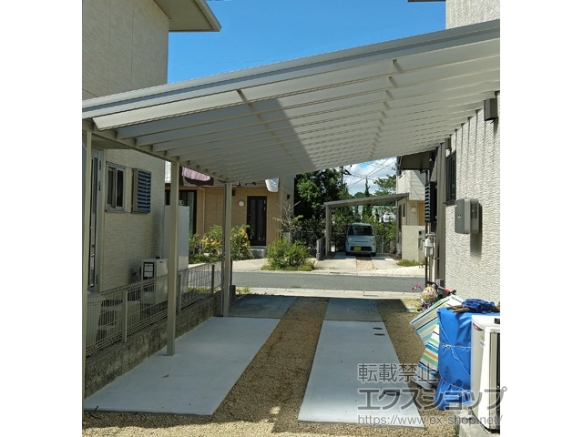 山口県山陽小野田市ののテラス屋根 ソラリア F型 ビッグサイズ 連棟 積雪〜20cm対応 施工例