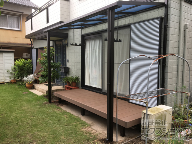 愛媛県北宇和郡鬼北町ののテラス屋根 ソラリア F型 テラスタイプ 単体 積雪〜20cm対応 施工例