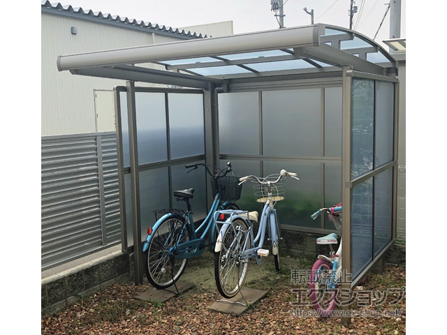 宮城県名取市ののサイクルポート・駐輪場 フーゴAパーク (アーチスタイル) パネル3面囲い 積雪〜20cm対応 施工例