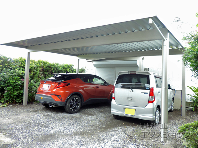 鹿児島県指宿市ののカーポート レオンポートneo 2台用 角柱4本柱 積雪〜50cm対応 施工例