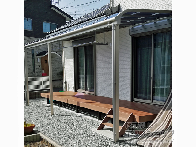 茨城県高萩市ののテラス屋根 ソラリア R型 1500 テラスタイプ 連棟 積雪〜50cm対応 施工例