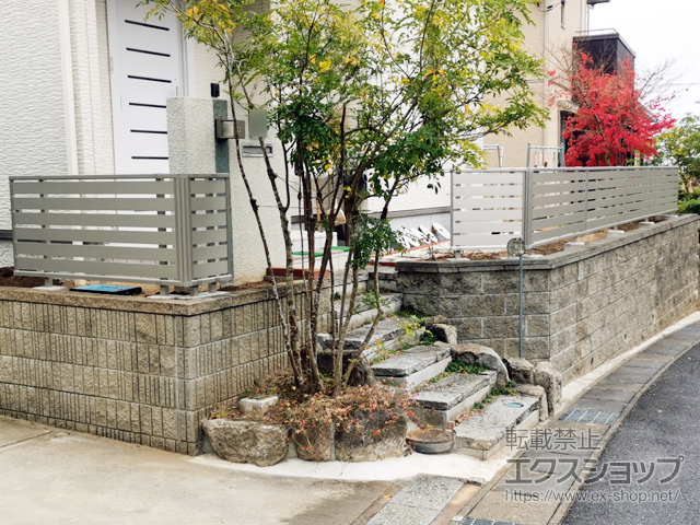 茨城県日立市ののフェンス・柵 シンプレオフェンスSY1型 横スリット 自由柱施工 施工例