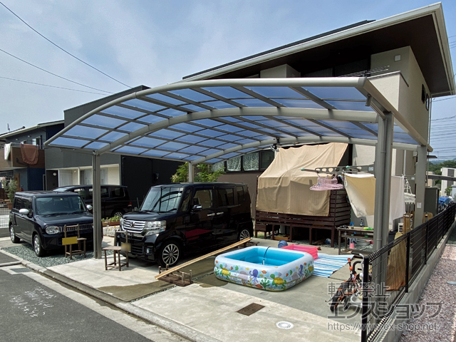 愛媛県今治市ののカーポート ネスカR (ラウンドスタイル) ワイド 積雪〜20cm対応 施工例