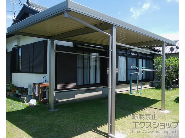 宮崎県児湯郡新富町のLIXIL リクシル（トステム）のカーポート テリオスポートIII 900 角柱4本柱 積雪〜30cm対応 施工例