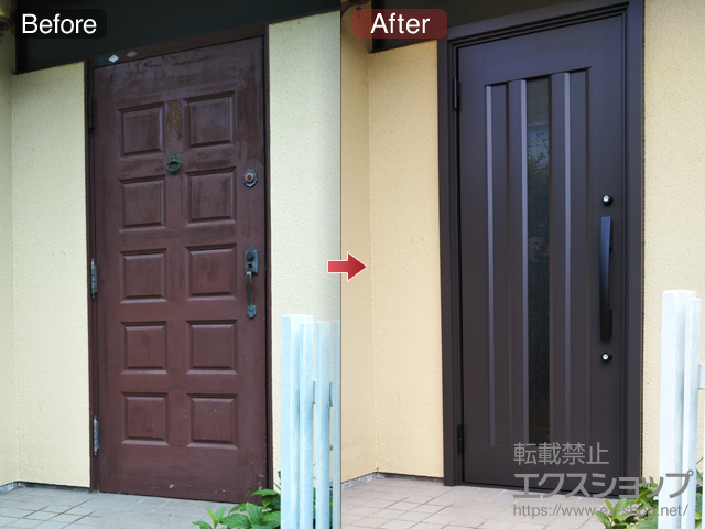 埼玉県鴻巣市のの玄関ドア リシェント玄関ドア3 アルミ仕様 手動 片開き仕様(ランマ無)L C12N型 施工例