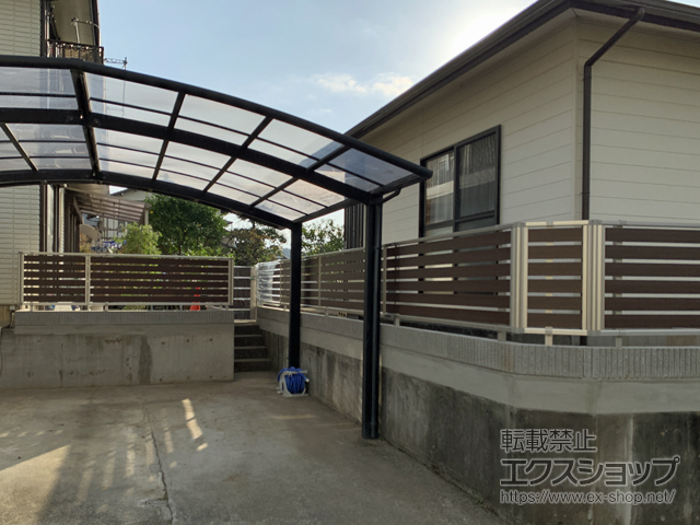 静岡県裾野市のの門扉 【特注】ルシアス門扉BW01型 横スリット 片開き 複合カラー 門柱使用 施工例