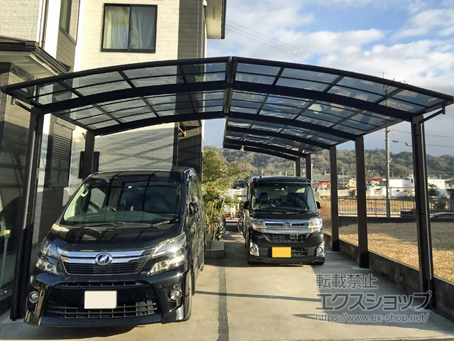 滋賀県湖南市ののカーポート レイナポートグラン M合掌　積雪〜20cm対応*奥行違い納まり 施工例